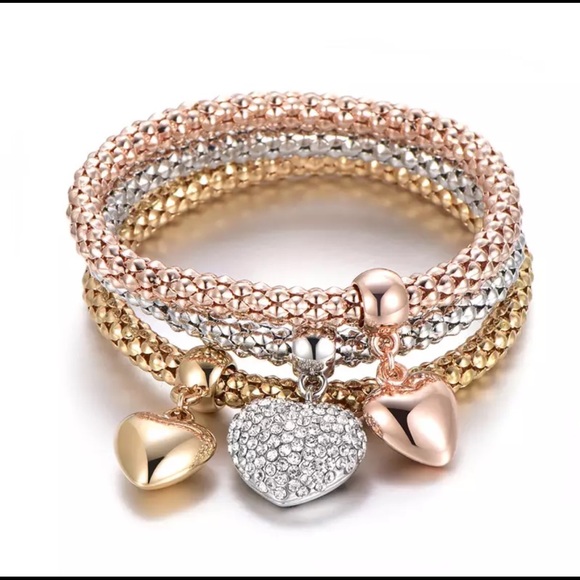 Jewelry - Three Heart Charms Bracelet